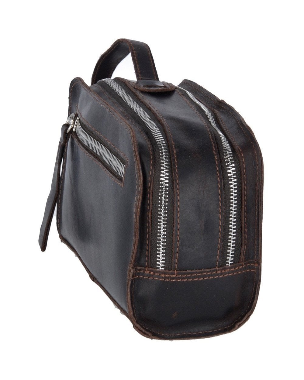 Kingsbury Leather Wash Bag - Brown