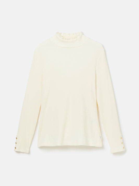 Amy Ribbed Long Sleeve High Neck Jersey Top