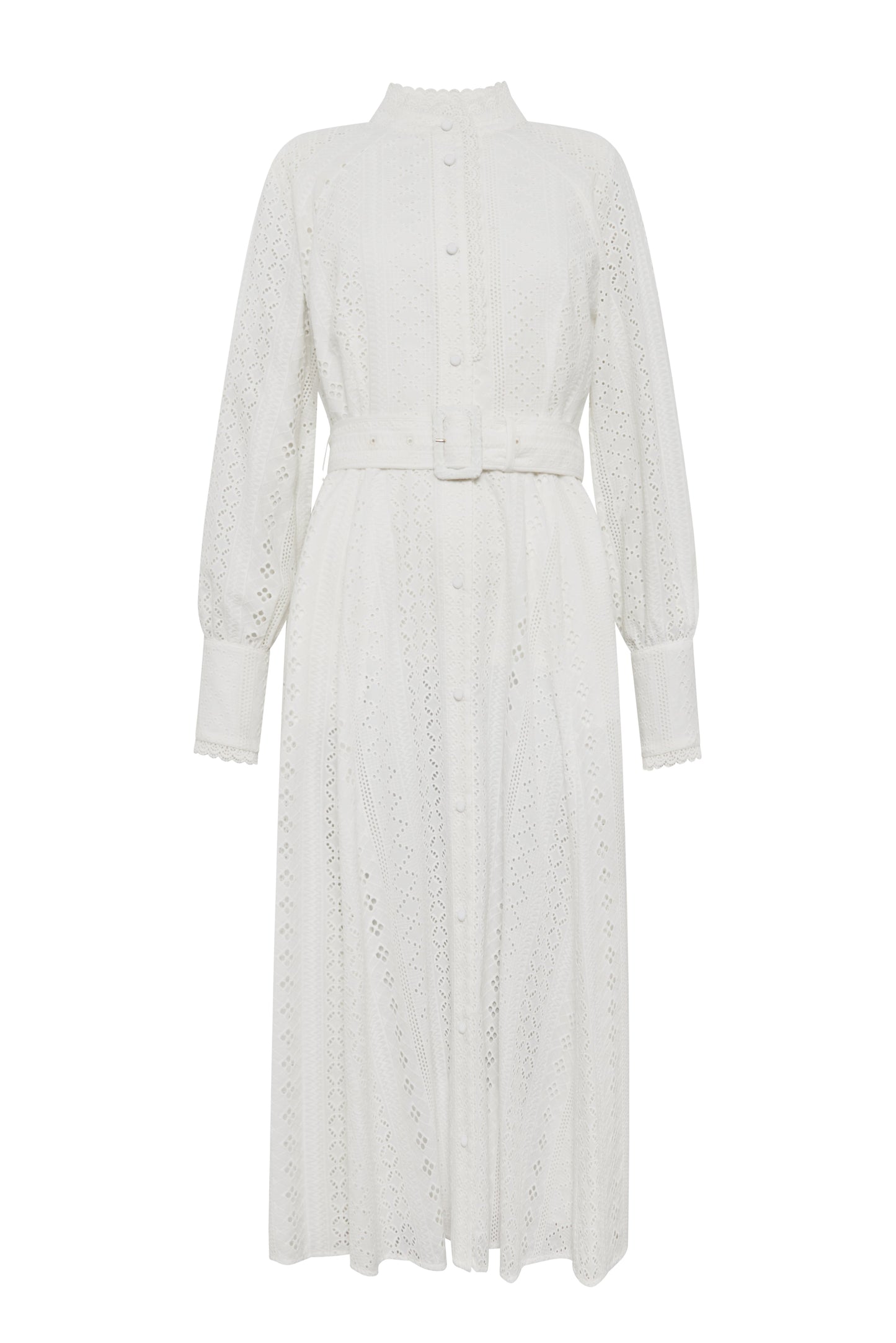 Aimee Collarless Broderie Dress
