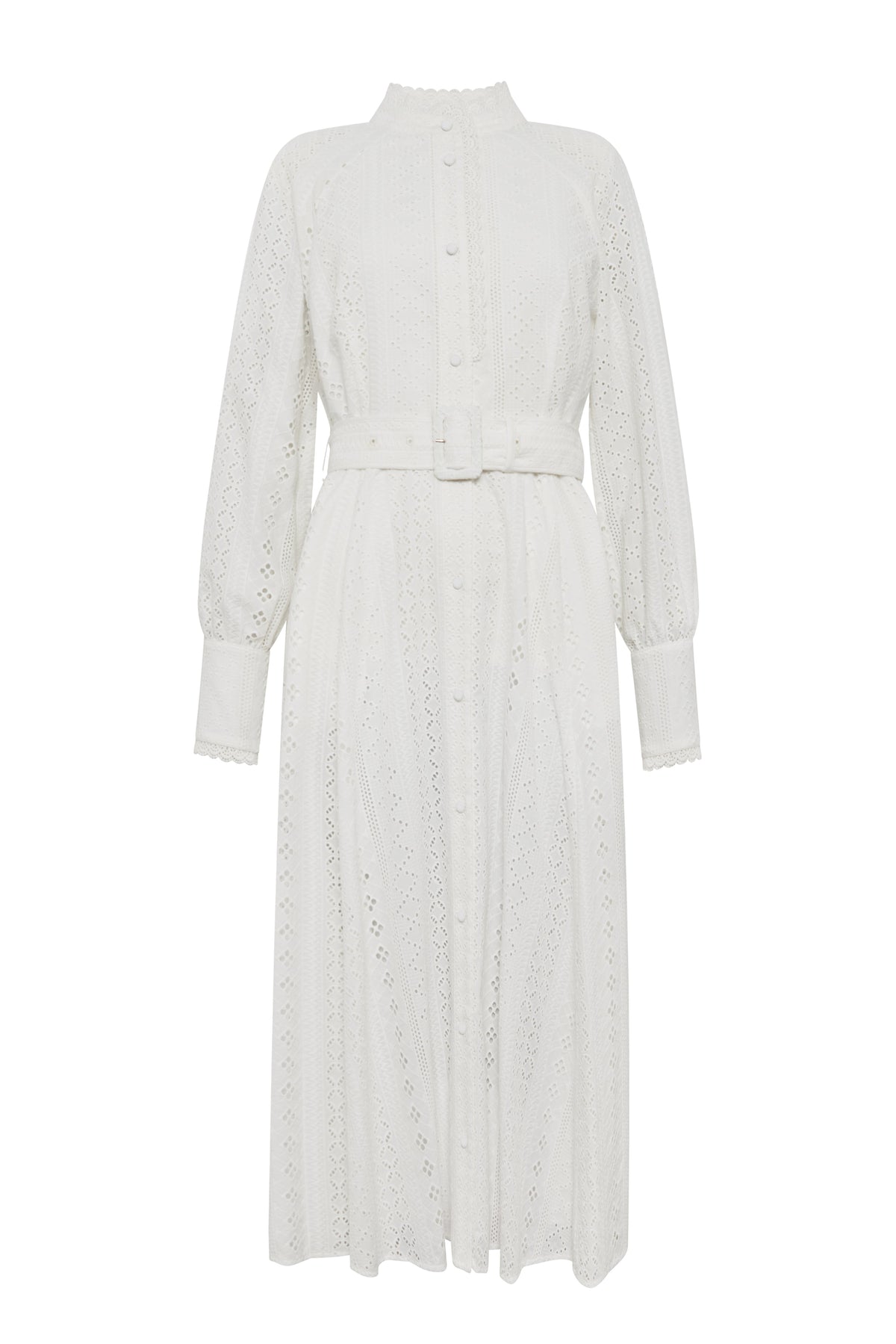 Aimee Collarless Broderie Dress