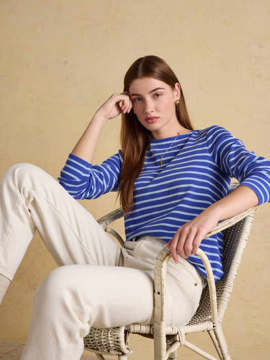 New Harbour Striped Boat Neck Breton Top