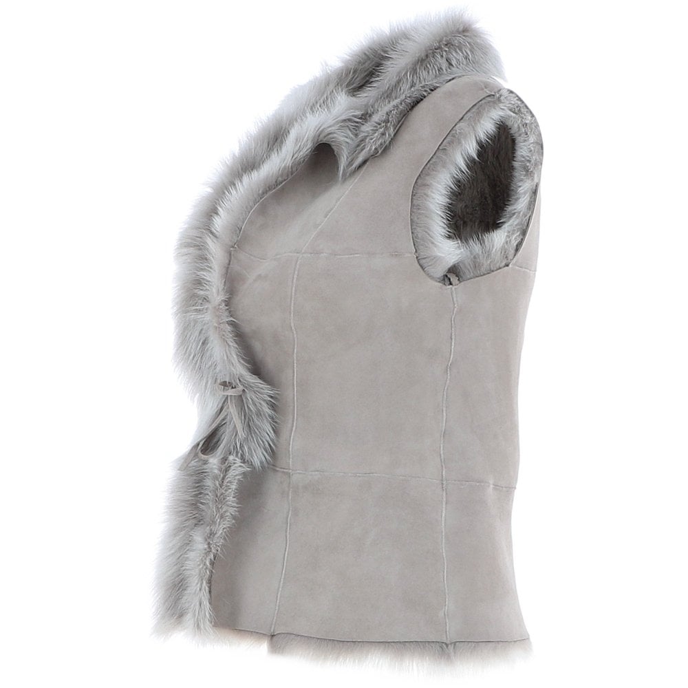 Reversible Toscana Suede Leather Gilet - Topo