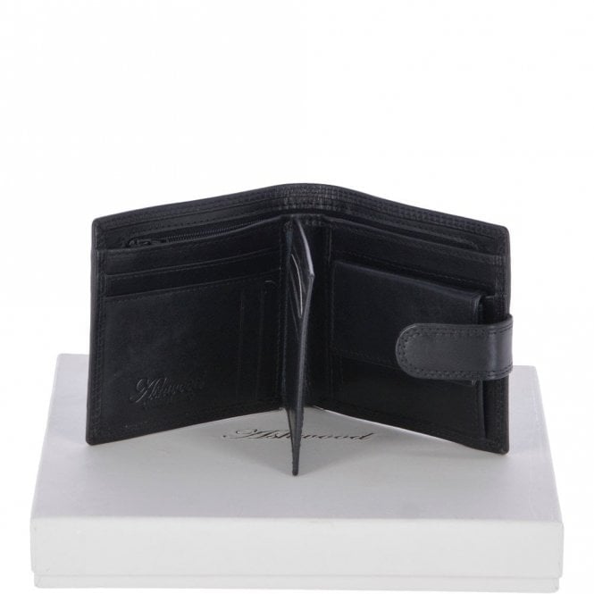 Leather Wallet Zip Billfold Tab - Black