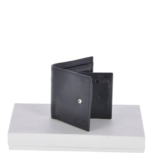 Leather Wallet Zip Billfold Tab - Black
