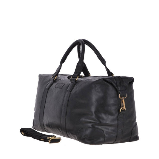 Large Leather Vintage Holdall - Black