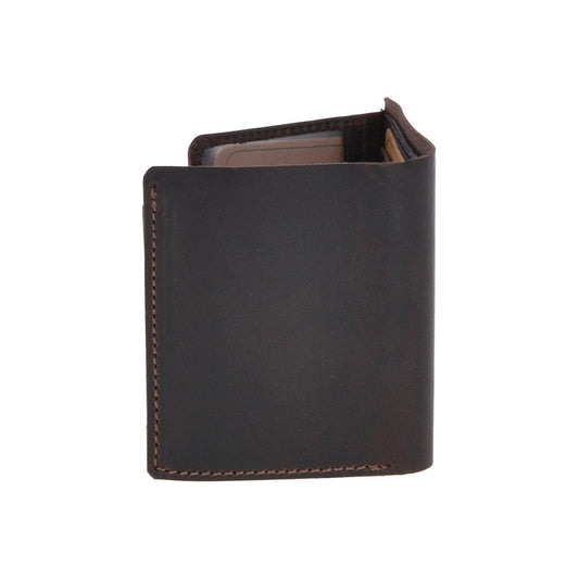 Leather Oily Hunter Bill Fold Card And Identification Wallet Brown : 1885