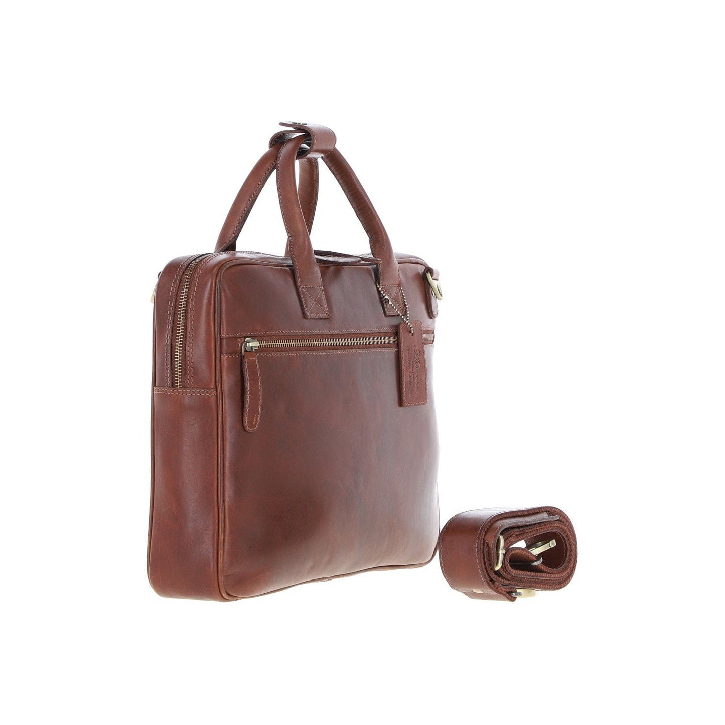 Medium Luxury Leather iPad Work Bag Chestnut: K-46