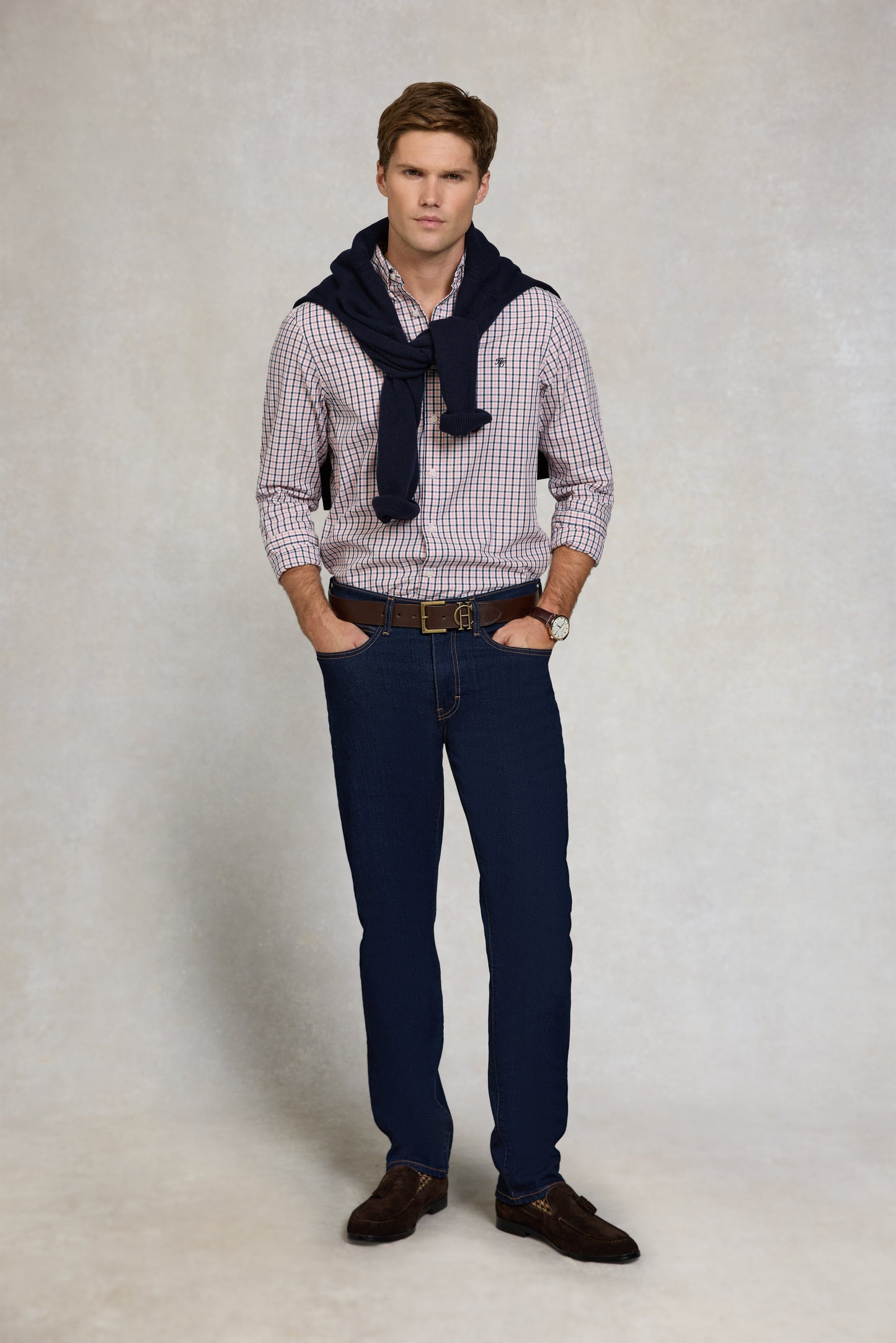 Men's Classic Woven Button Down Shirt - Cotswold Pink Check
