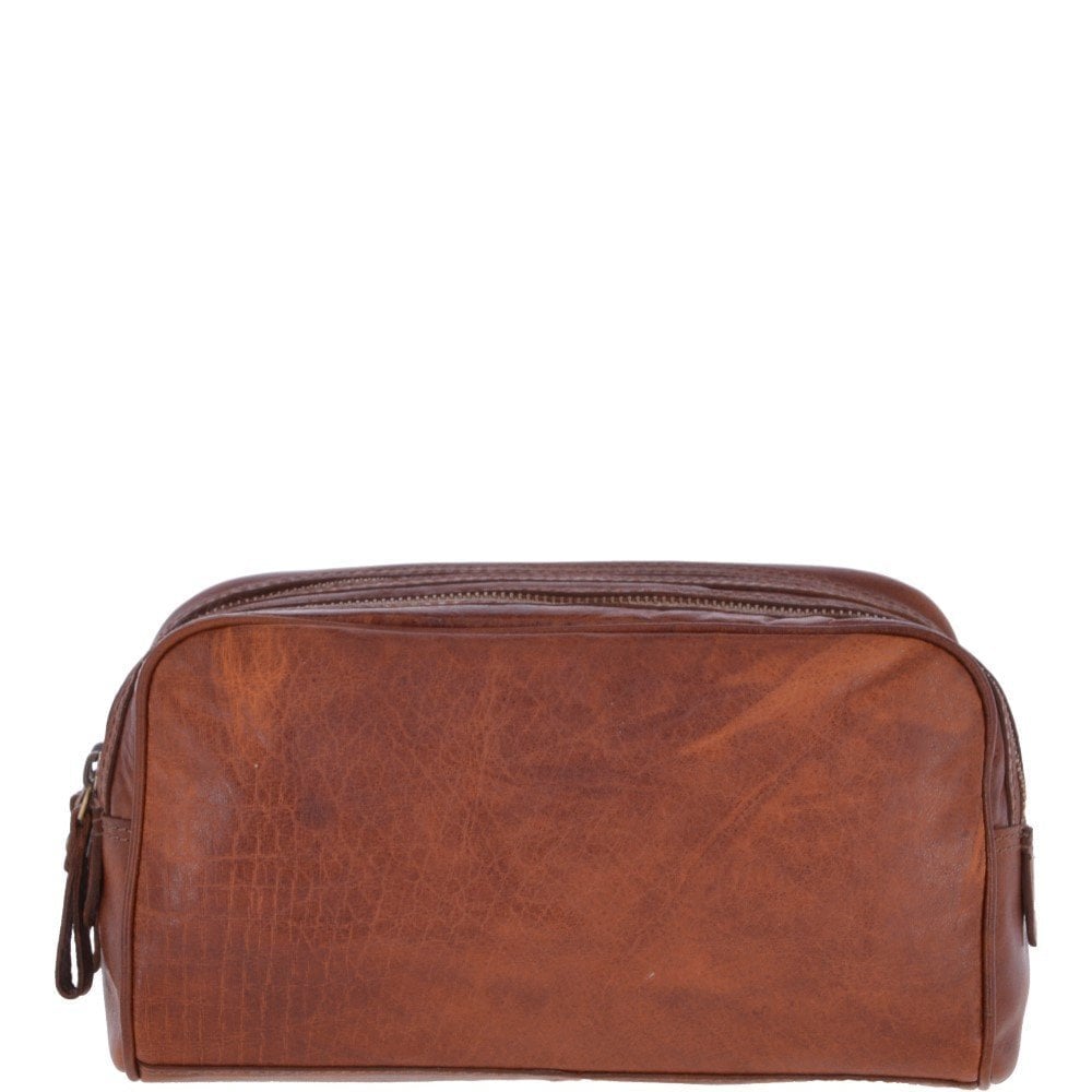 Men's Leather Washbag - Honey