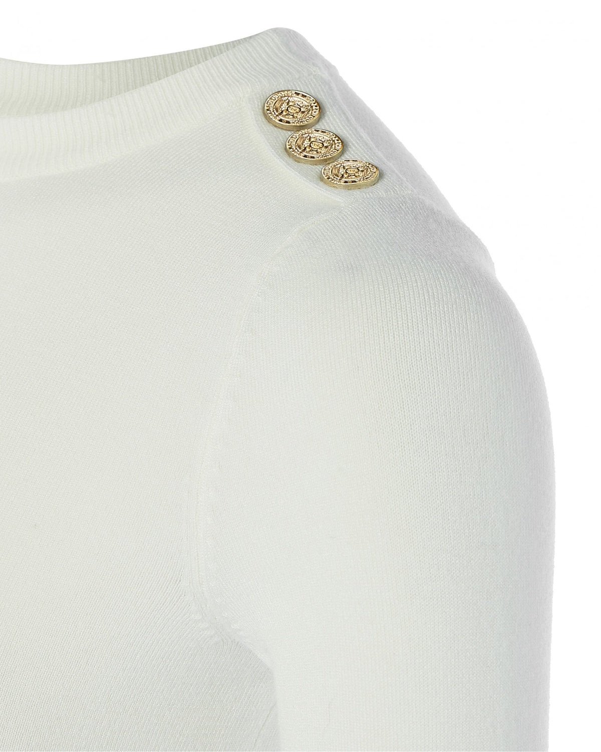 Buttoned Knit Crew Neck