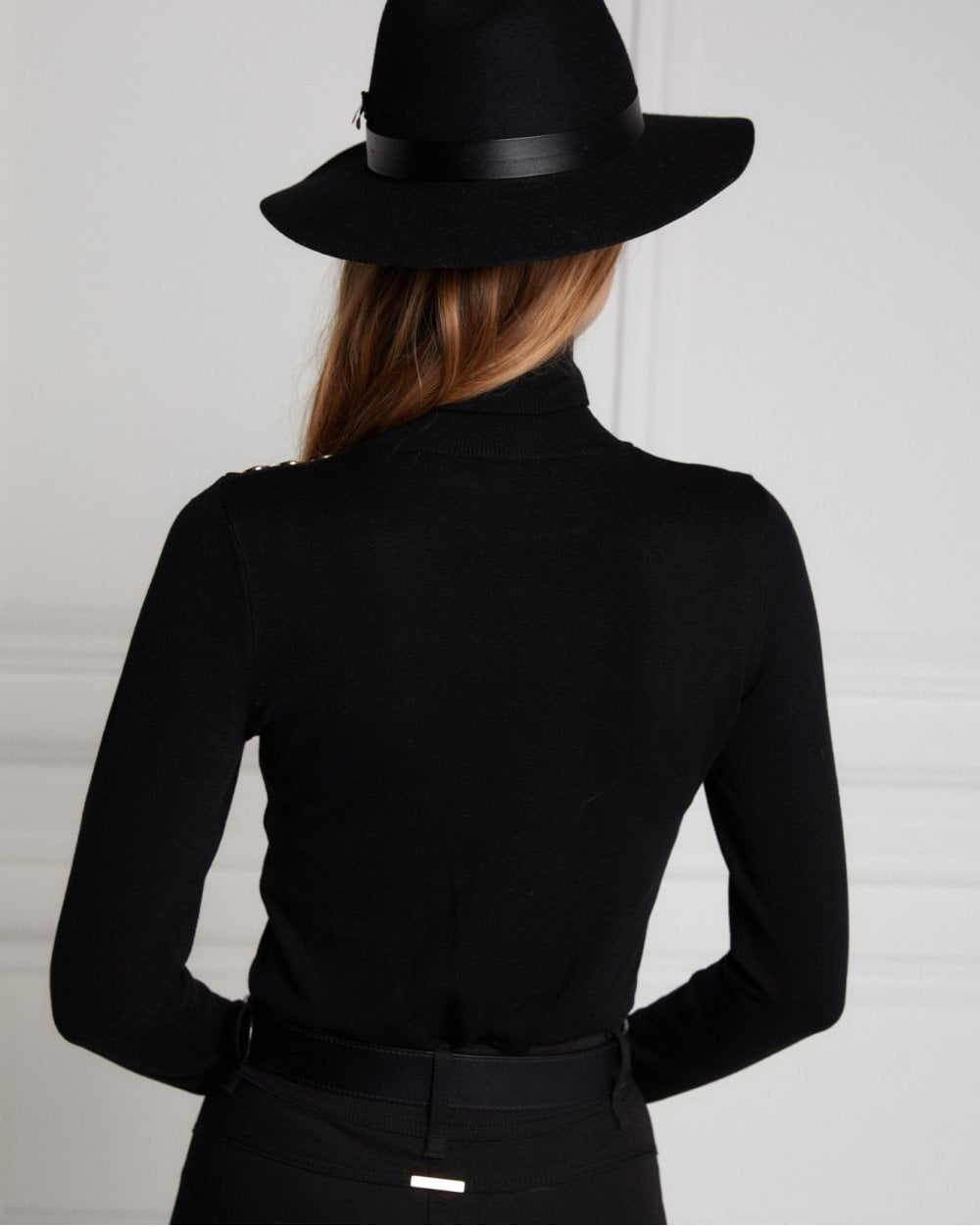 Buttoned Knit Roll Neck