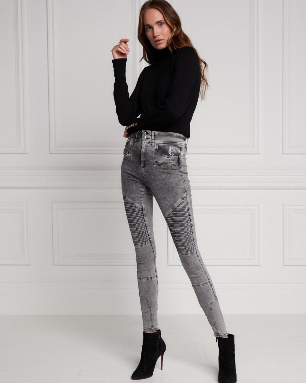 Buttoned Knit Roll Neck