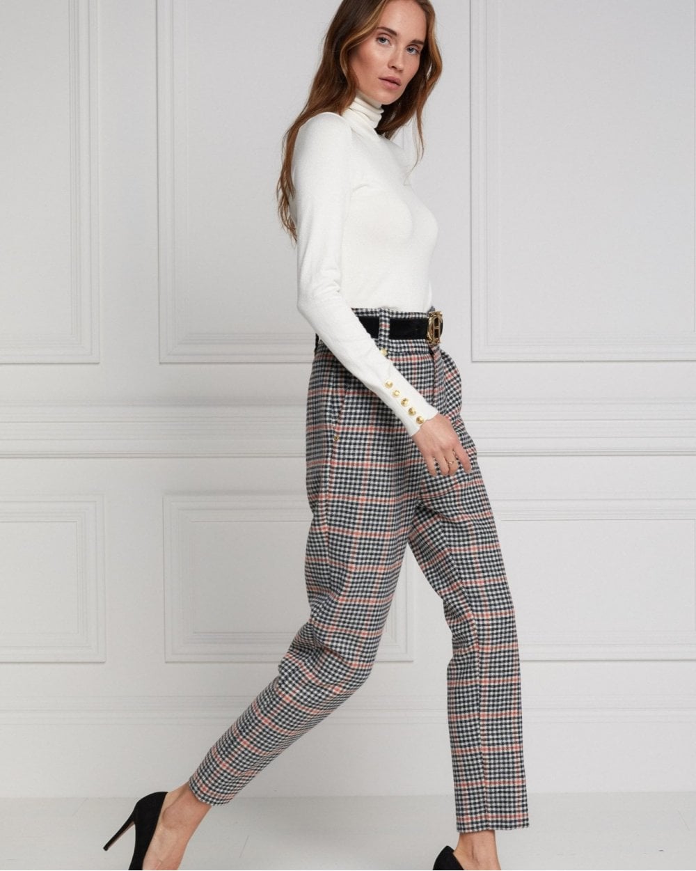Buttoned Knit Roll Neck