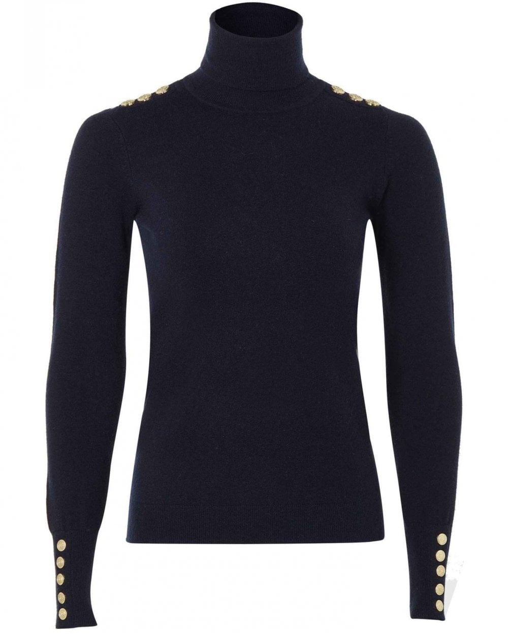 Buttoned Knit Roll Neck