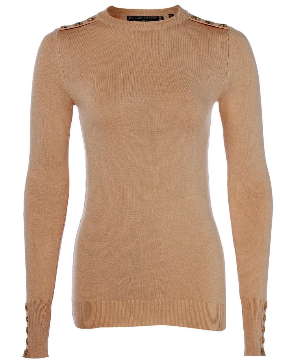 Buttoned Knit Crew Neck