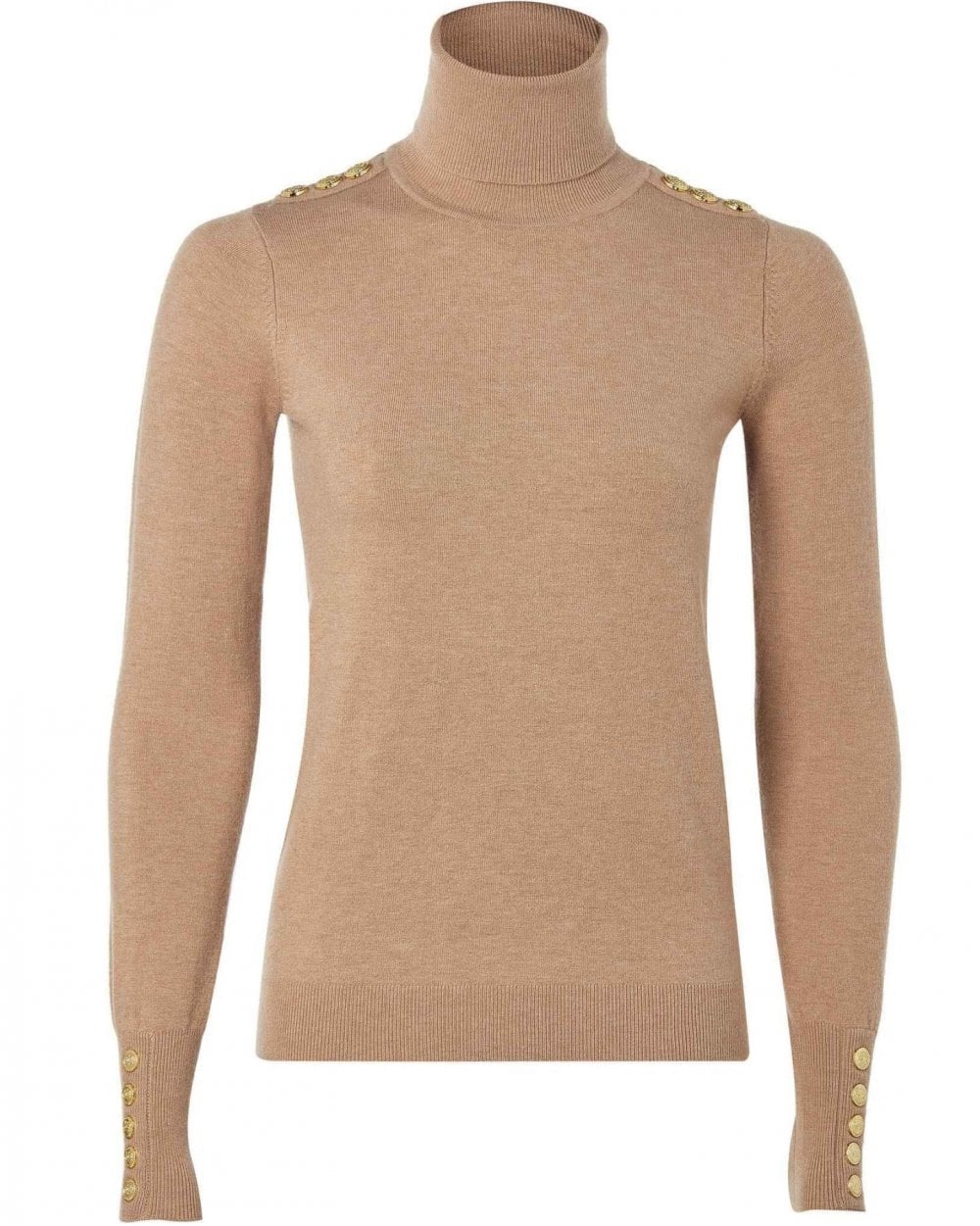 Buttoned Knit Roll Neck
