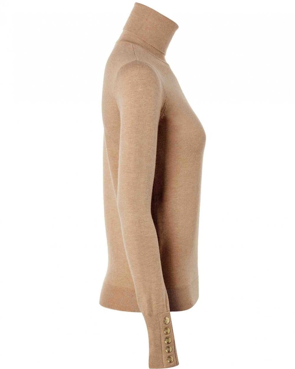 Buttoned Knit Roll Neck