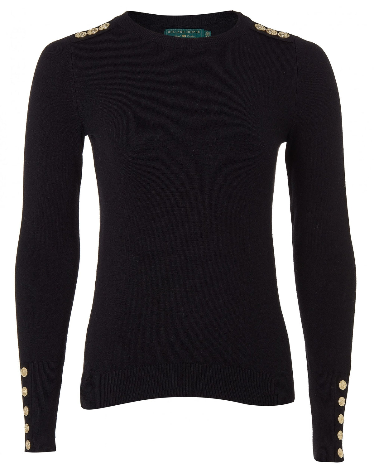 Buttoned Knit Crew Neck