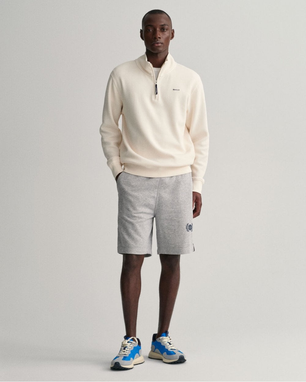 Waffle Texture Half-Zip Sweater
