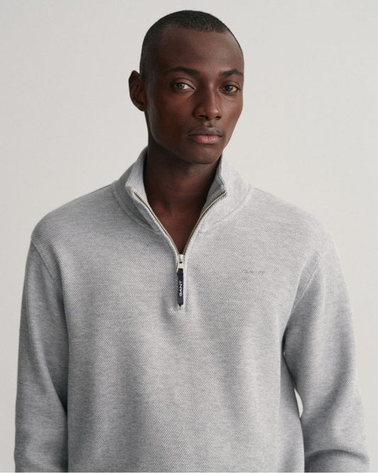 Waffle Texture Half-Zip Sweater