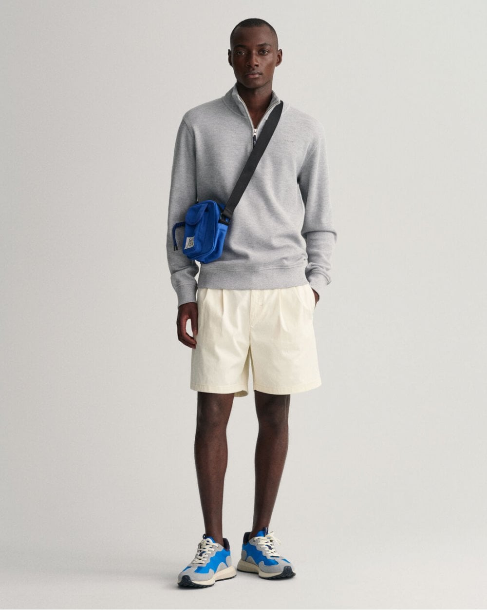 Waffle Texture Half-Zip Sweater