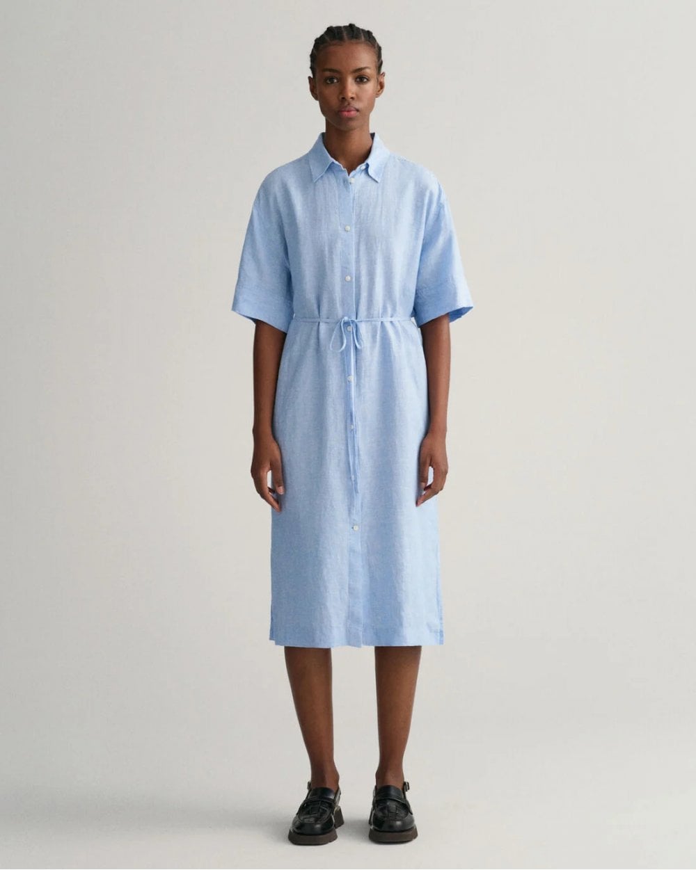 Linen Short Sleeve Shirt Dress