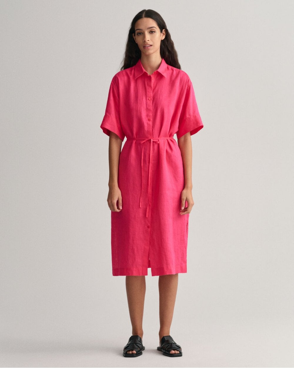 Linen Short Sleeve Shirt Dress