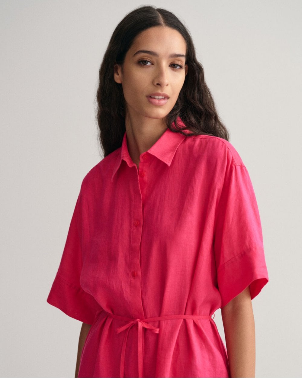Linen Short Sleeve Shirt Dress
