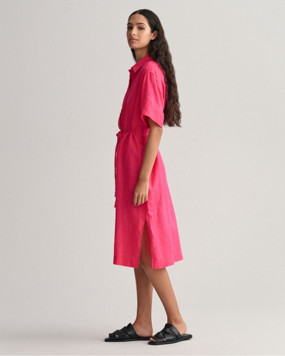 Linen Short Sleeve Shirt Dress