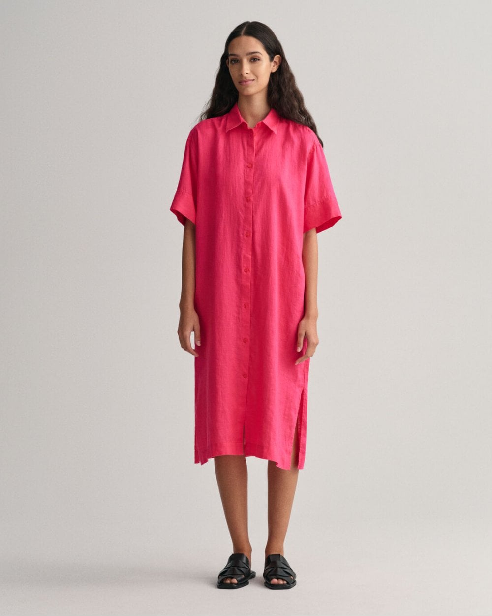 Linen Short Sleeve Shirt Dress