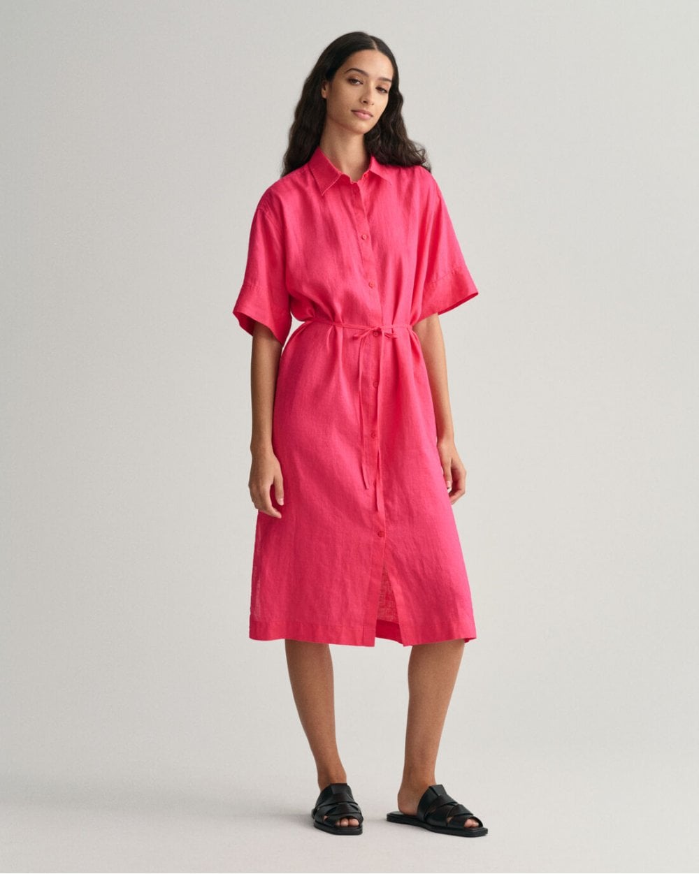 Linen Short Sleeve Shirt Dress