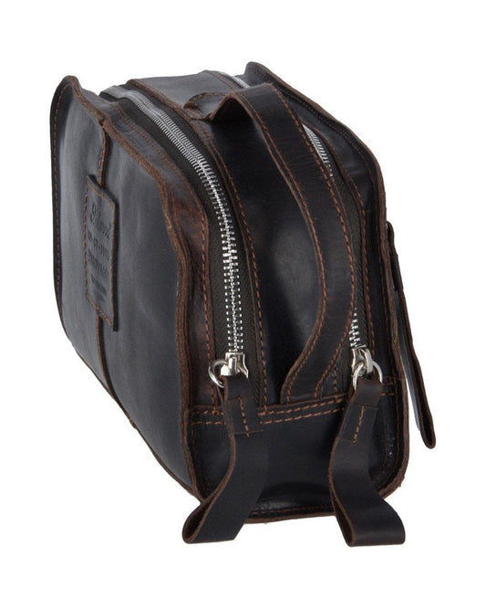 Kingsbury Leather Wash Bag - Brown