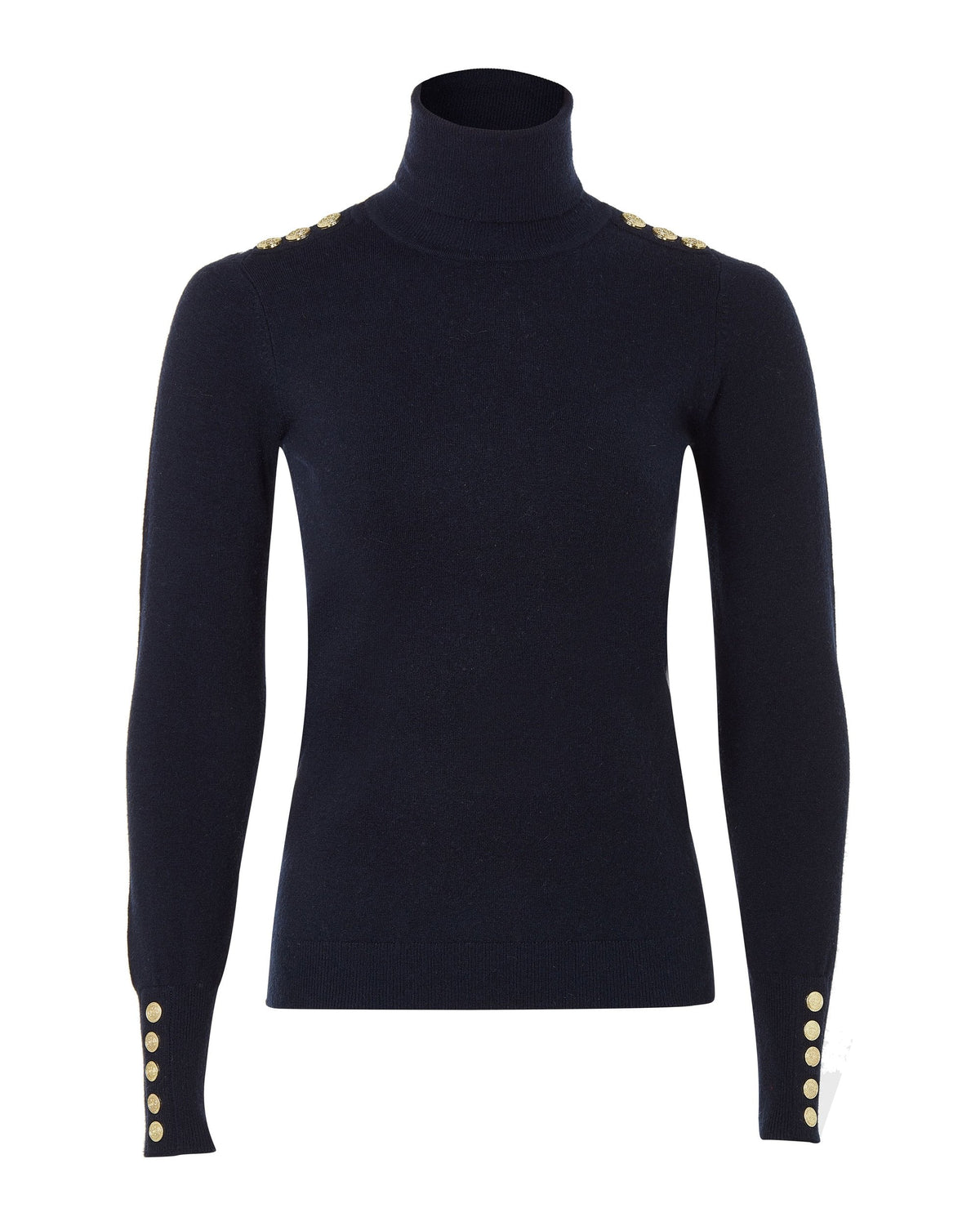 Buttoned Knit Roll Neck