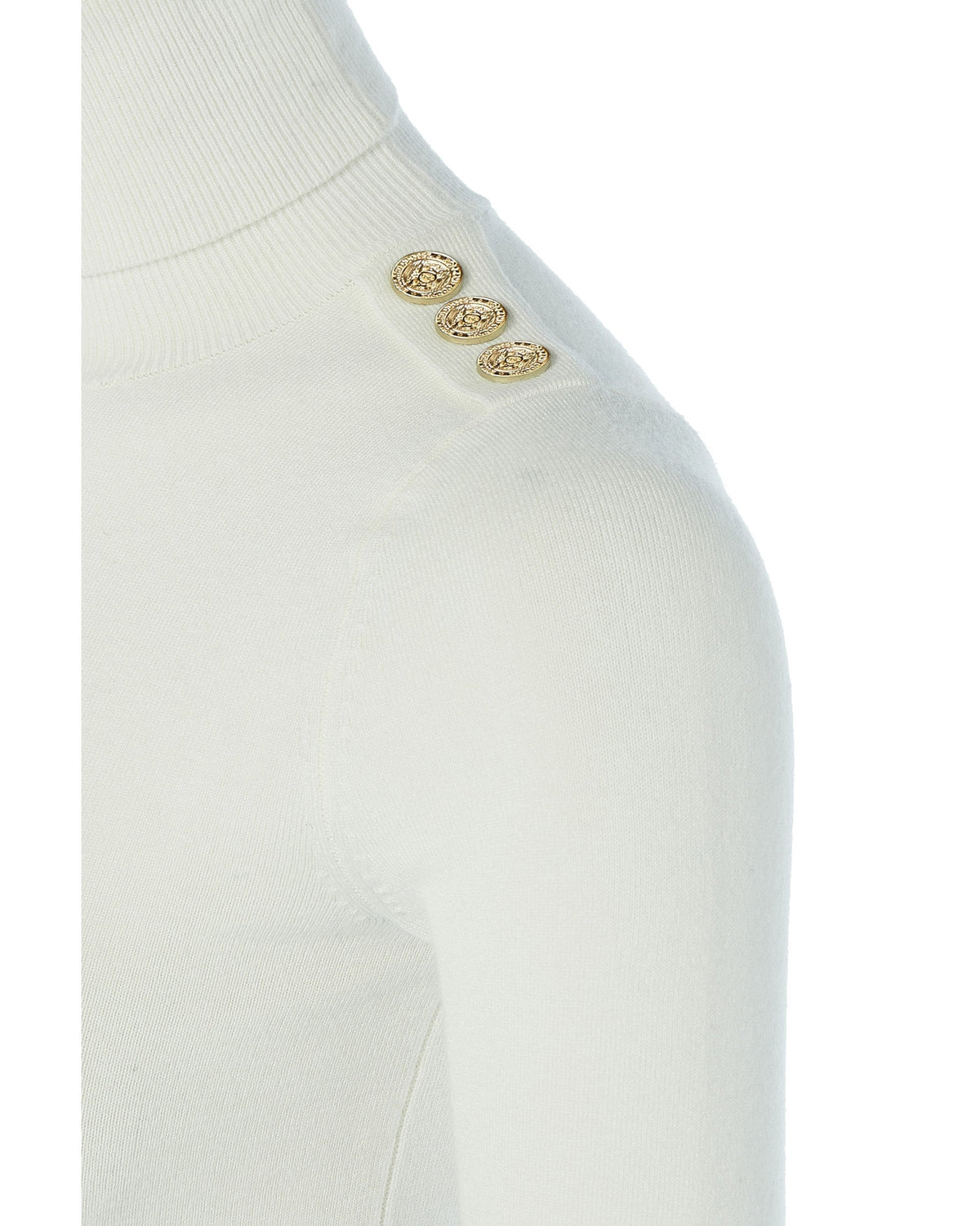 Buttoned Knit Roll Neck