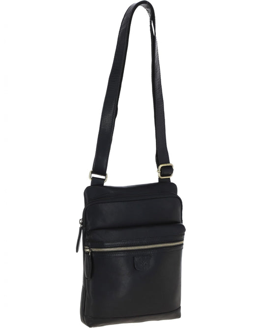 T-71 Leather Body Bag Black