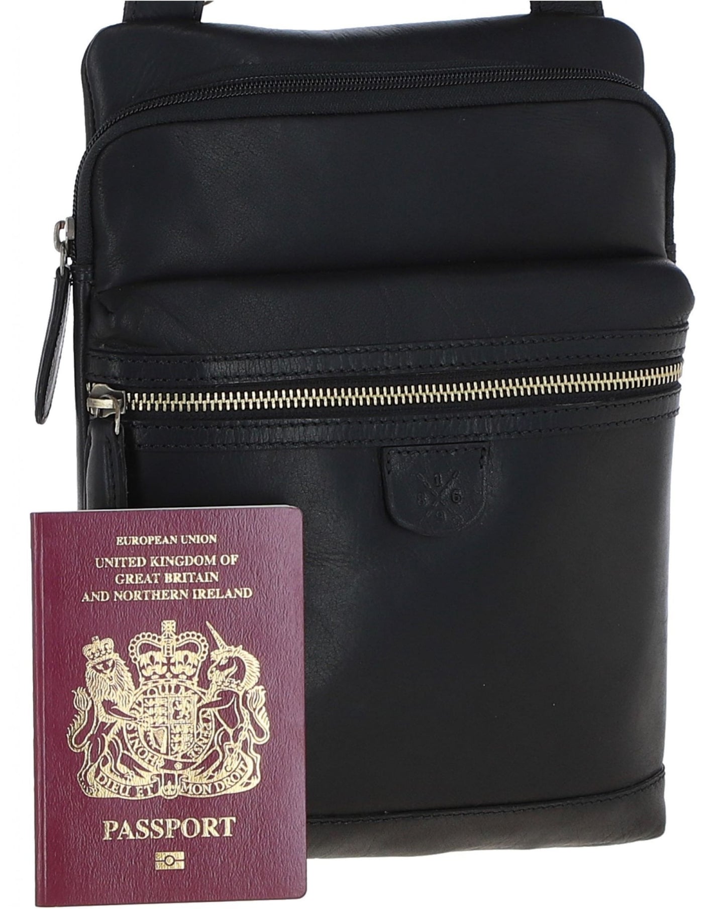 T-71 Leather Body Bag Black