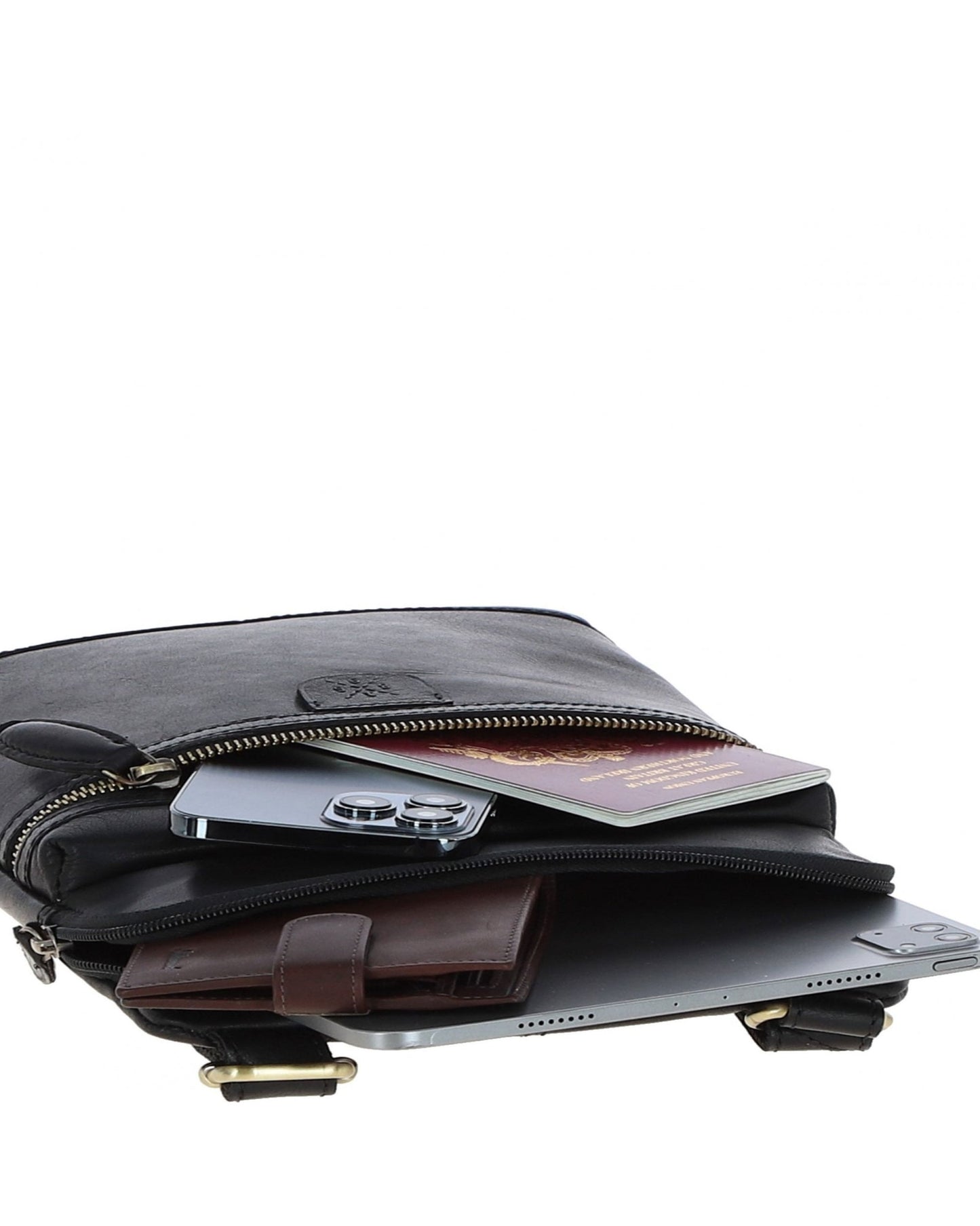 T-71 Leather Body Bag Black