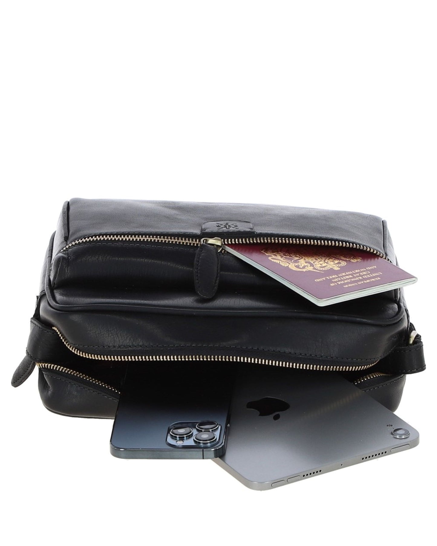 T-72 Leather Body Bag Black