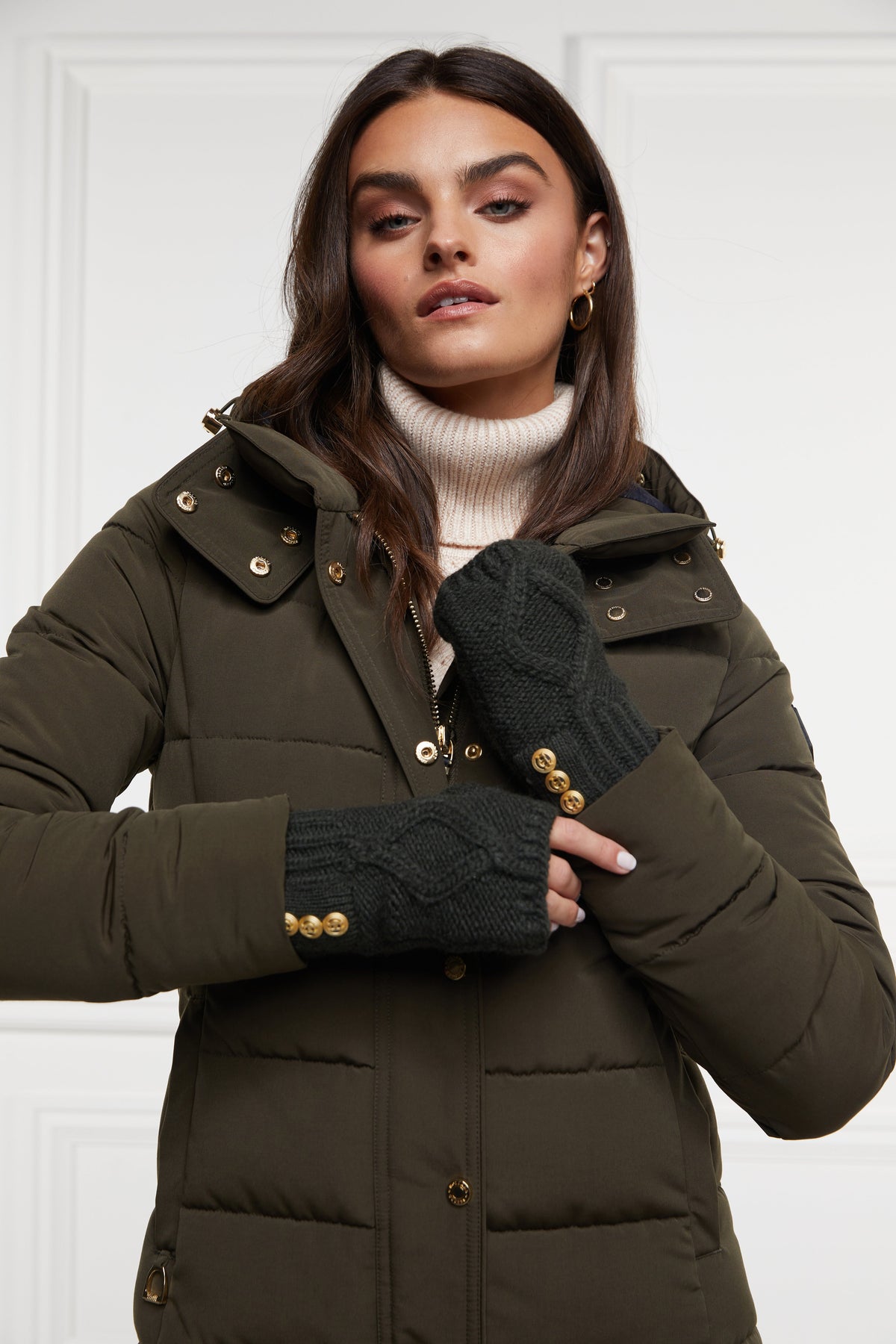 Cortina Fingerless Gloves - Fern Green