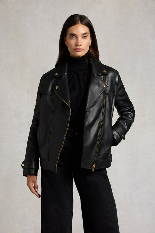 Oversized Leather Biker Jacket
