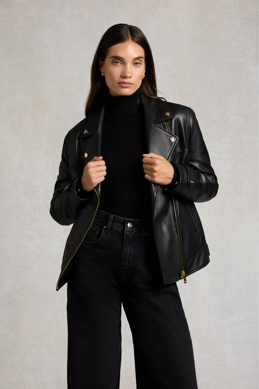 Oversized Leather Biker Jacket
