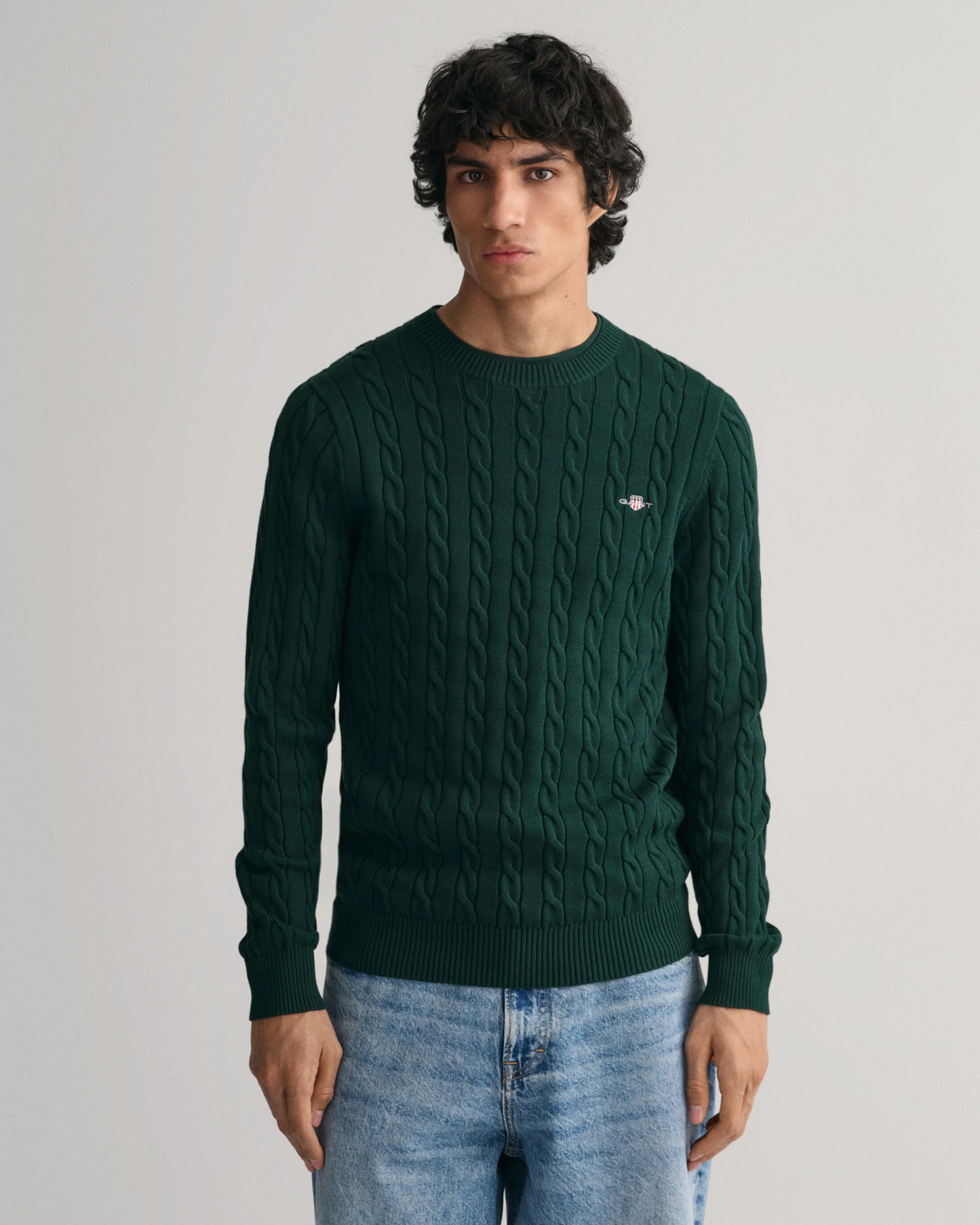 Cotton Cable Knit Crew Neck Sweater