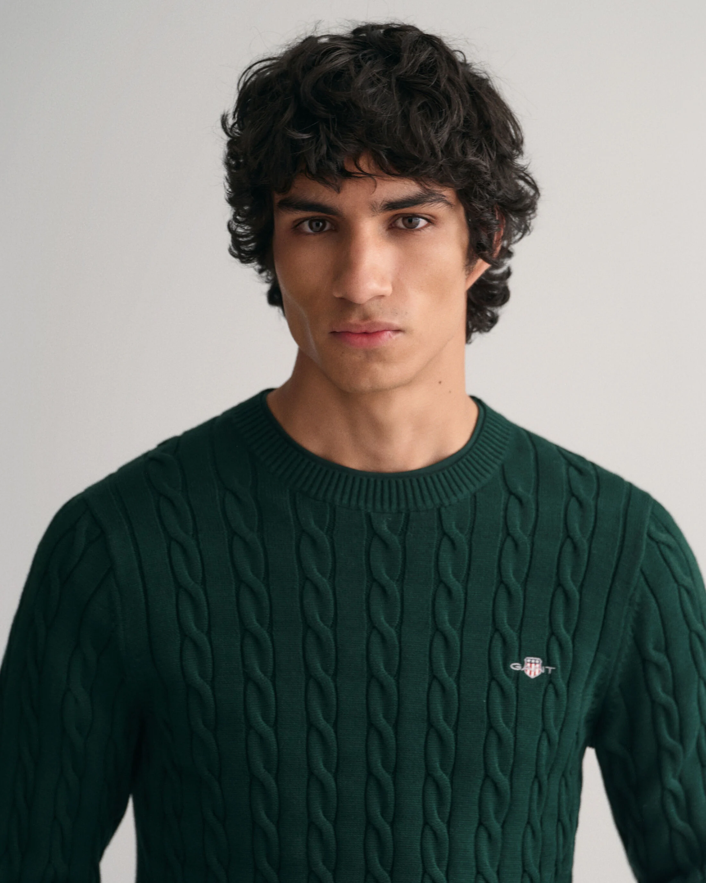Cotton Cable Knit Crew Neck Sweater