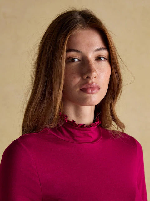 Amy Ribbed Long Sleeve High Neck Jersey Top