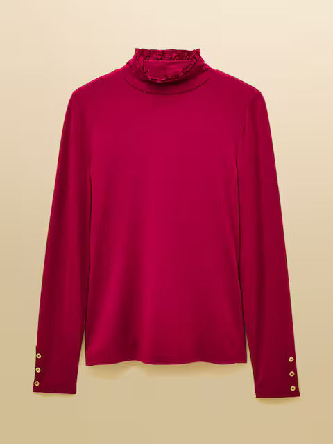 Amy Ribbed Long Sleeve High Neck Jersey Top