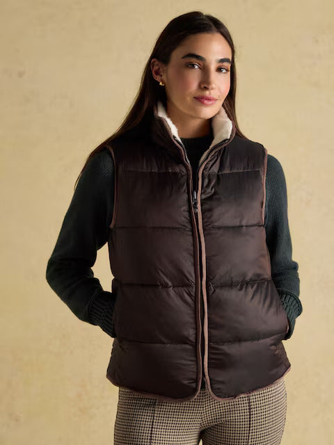 Reversible Faux Fur Brown/Cream Padded Gilet