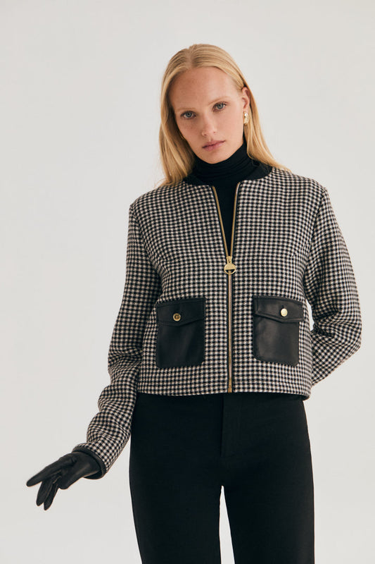 Halina Gingham Cropped Jacket