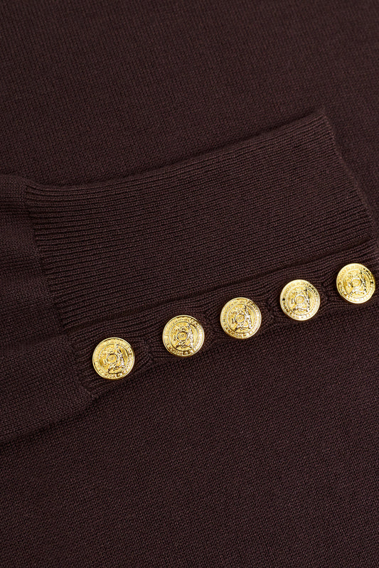 Buttoned Knit Roll Neck