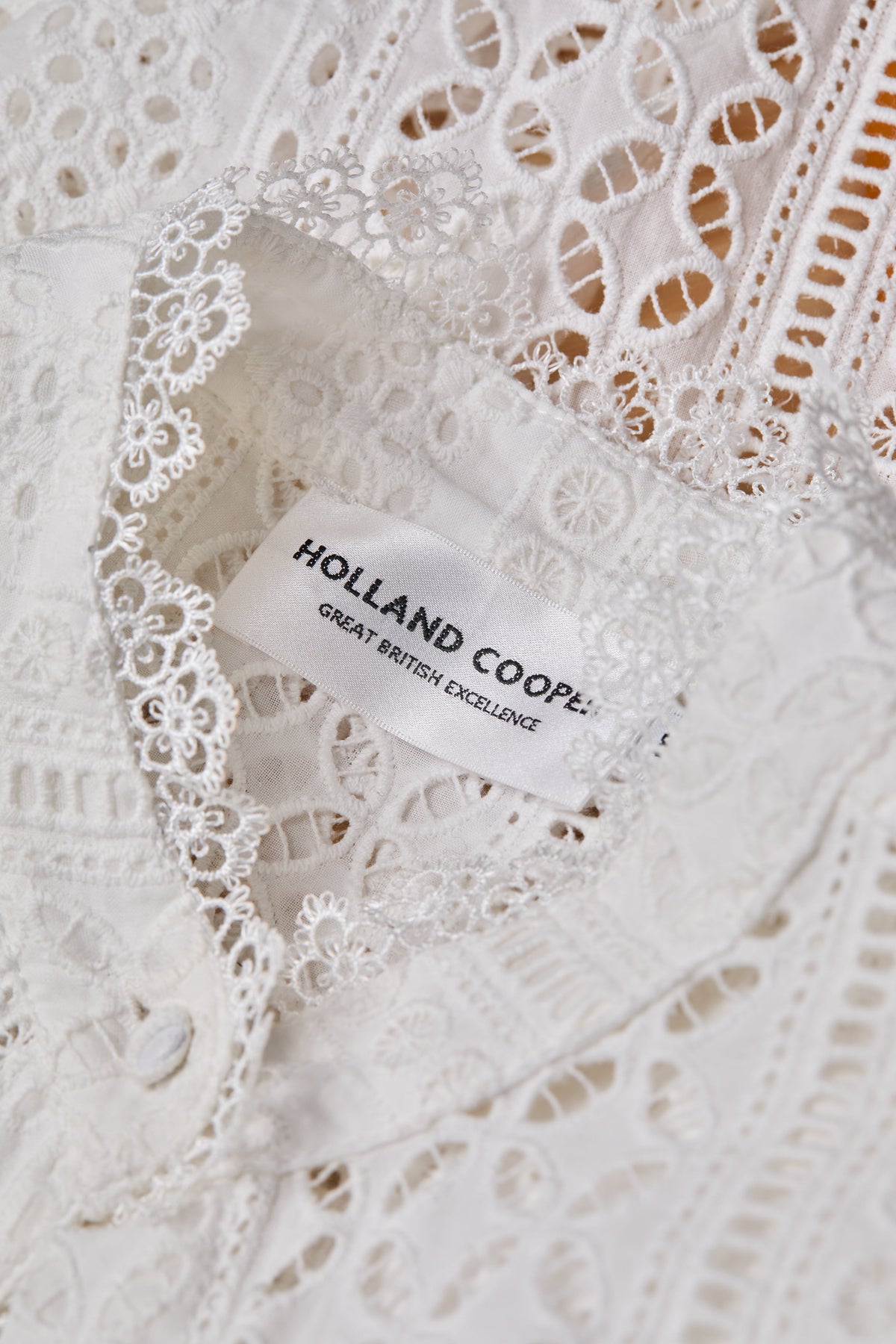Collarless Broderie Shirt