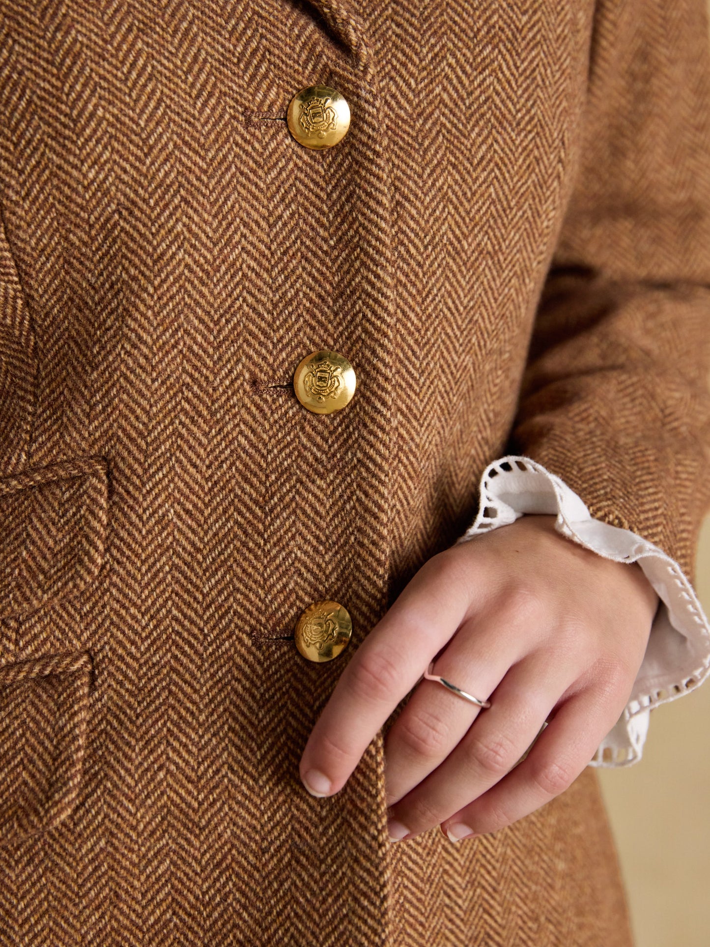 Canterly Brown Herringbone Tweed Hacking Jacket